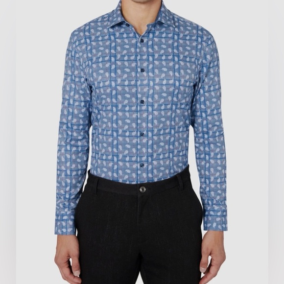 Con.Struct Other - CON.STRUCT Blue Casual Dress Shirt Plaid Paisley